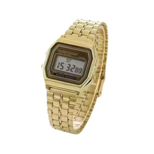 Classic Gold Stainless Steel Multifunction Wristwatch